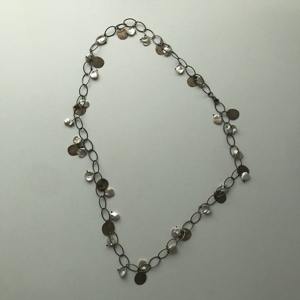 BETH NORTH STAINLESS STEEL ABALONE SHELL NECKLACE